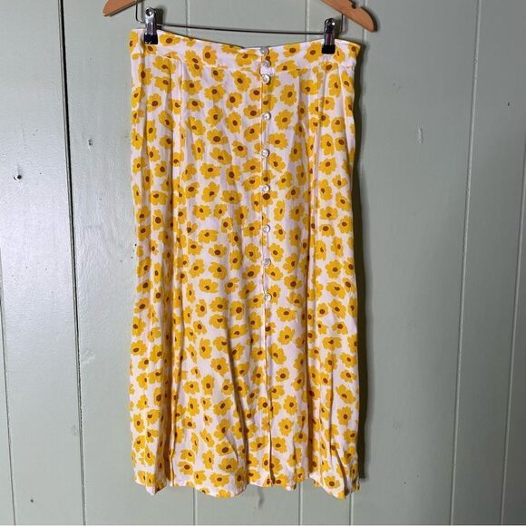 Faithful the Brand Marin Midi Skirt Constance Button Front Floral 8 L‎ - Picture 4 of 11